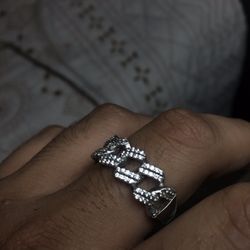 925 Mens Sterling Silver Cuban Link Style Ring 