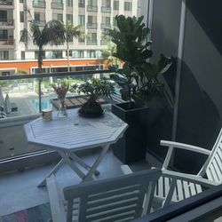 Foldable Wooden Table And Two Chairs 