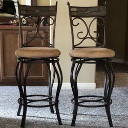Metal And Fabric Swivel Bar Chairs Stools