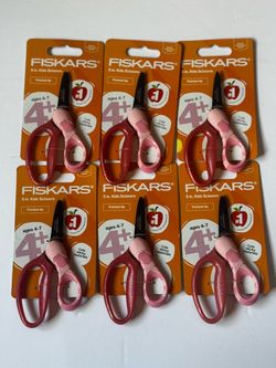 Lot Of 6 Fiskars 5 Inch Kids Scissors Ages 4+Pointed Tip Safety Edge Blades New