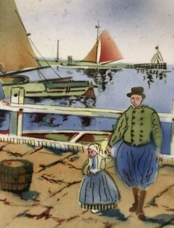 9” Germany Collector’s Plate Watercolor Seaside Boardwalk