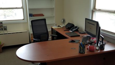 Hon bullet desk with return , lateral file, chair