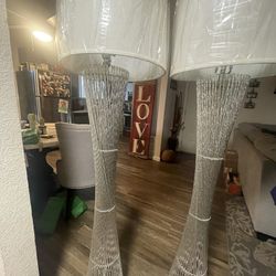 Set Of Blinged Out Floor Lamps