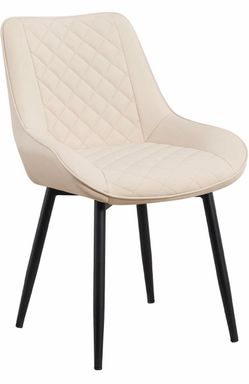 NEW- Set of 2 Beige Faux Leather Dining Chair