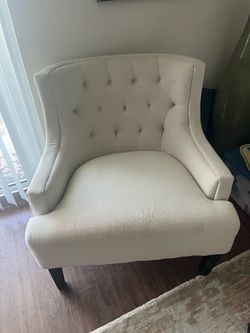 Cream Tufted Upholstered Accent Chair