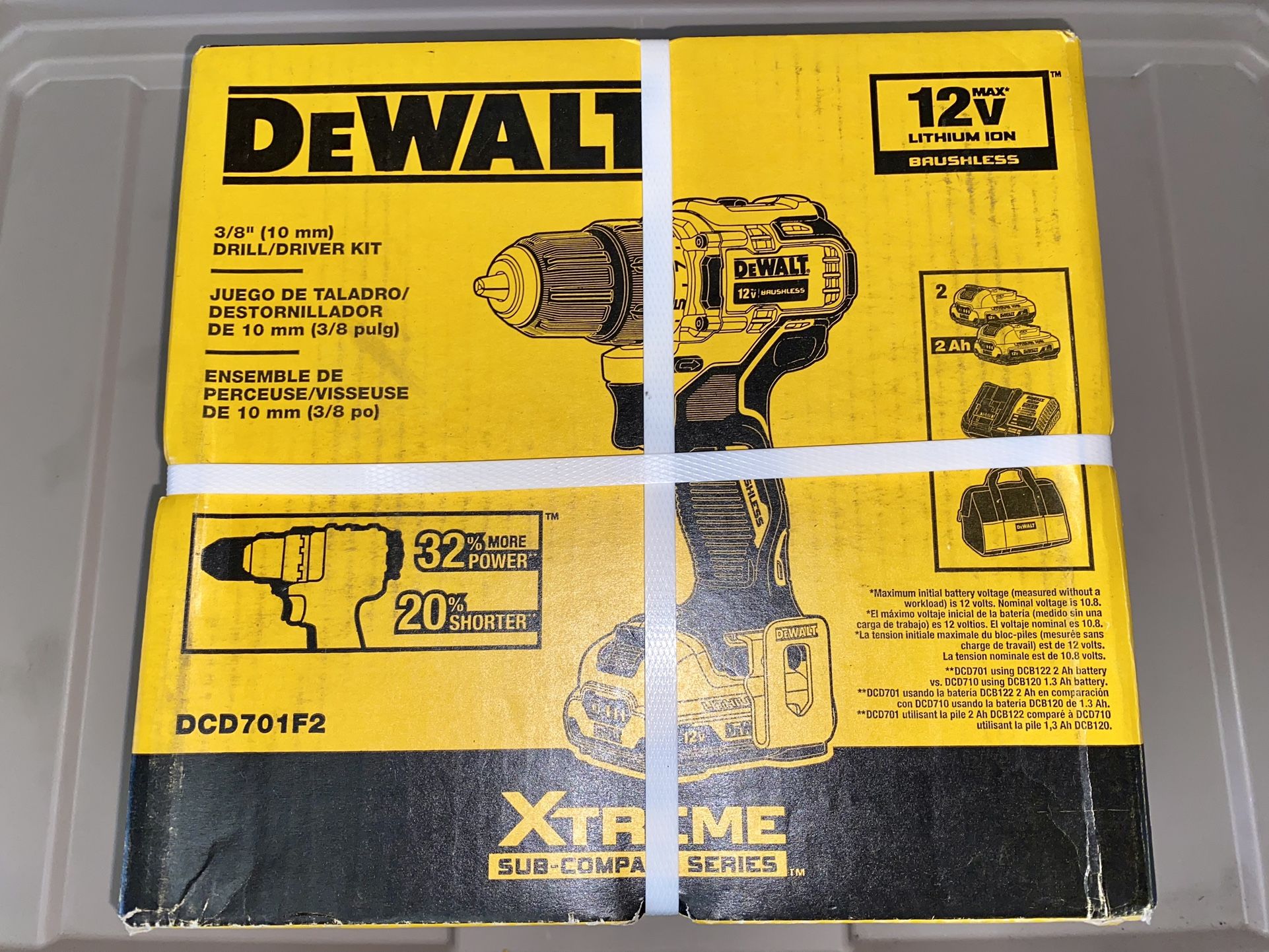 DEWALT XTREME (DCD701F2) 12V Max 3/8-in KEYLESS BRUSHLESS CORDLESS DRILL 2 BATTERIES