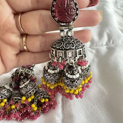 German Silver/ Oxidize Earrings 