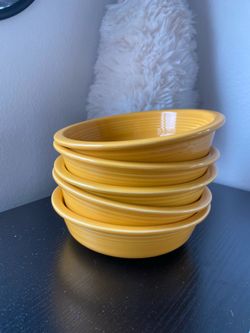 Vintage Orange Homer Laughlin Fiestaware 7” Bowls, 5pk