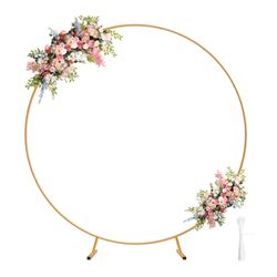 Chamvis Metal Round Balloon Arch Kit, 7.2ft (2.2m) Golden Round Arch Stand Kit: Garden Plants Vines Climbing Frame For Wedding Birthday Photo Backgrou