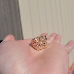 Gold Nugget Ring 14k W/ Real Diamonds (10)