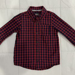 Oshkosh B’gosh Toddler Boy Plaid Holiday Christmas Dress Shirt size 3T