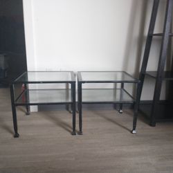 Set Of Two Glass End Tables 