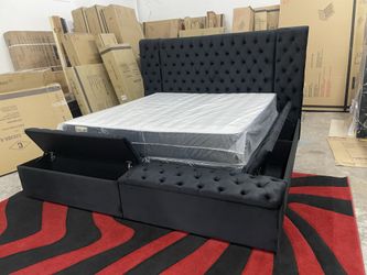 New In Box King Bed Frame With Mattress (Read Description Below)