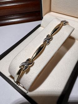 GORGEOUS Vintage solid 14k Two Tone Gold 7,25 XOXO 5mm Bracelet!
