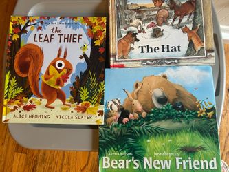 3 children's books bundle: The Leaf Thief, The Hat, and Bear's New Friend all hardcover like new