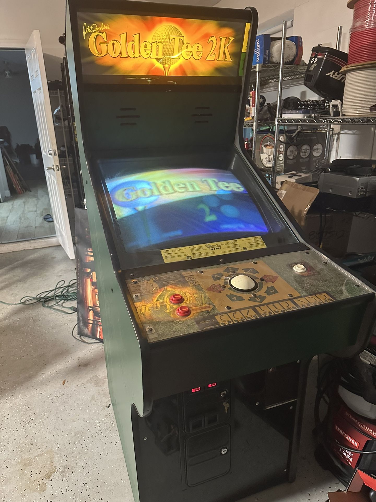 Golden Tee 2K Arcade Machine โ Powers On, Demo Screen โ For Parts or Repair