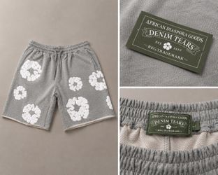 Denim Tears Grey Cotton Wreath Shorts Size L