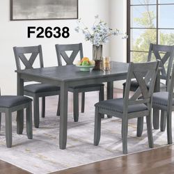 GREY 7Pc Dining Table Set. Financing Available If Needed 