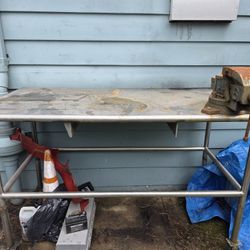 Large Stainless Steel Work Bench With Vice