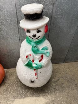 Vintage 40" Union Products Dimple Frosty Snowman Blow Mold Christmas Red Scarf