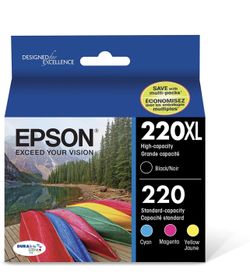 EPSON T220 DURABrite Ultra Ink High Capacity Black & Standard Color Cartridge Combo Pack (T220XL-BCS) & T220 DURABrite Ultra Ink High Capacity Cyan Ca