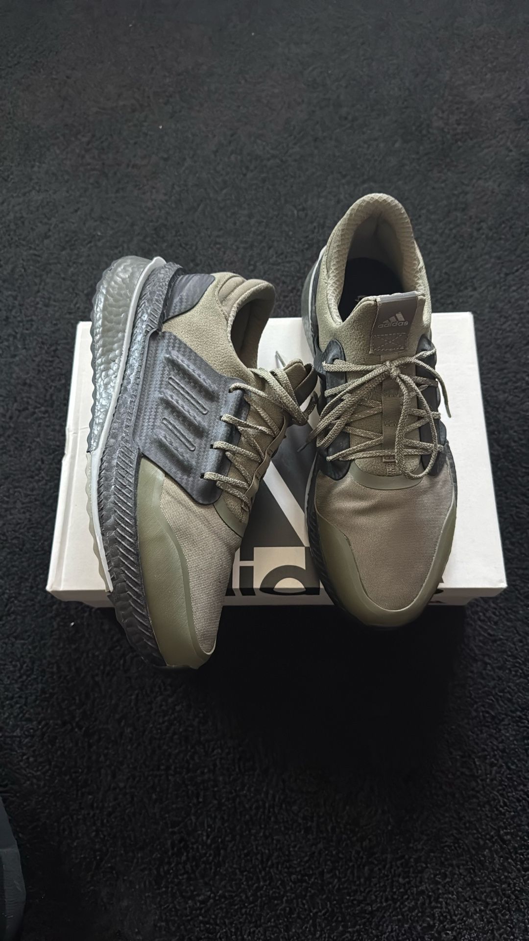Adidas X_PLRBOOST Shoes Men (Olive Strat/Shadow Olive/Si) Size 11.5
