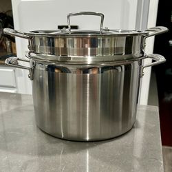 New Le Creuset 7.5QT/24CM Stainless Steel Pasta Pot W/ Colander Insert & Lid 