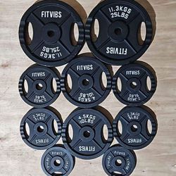 95 lbs fitvibs 1"standard size cast iron weights plates set