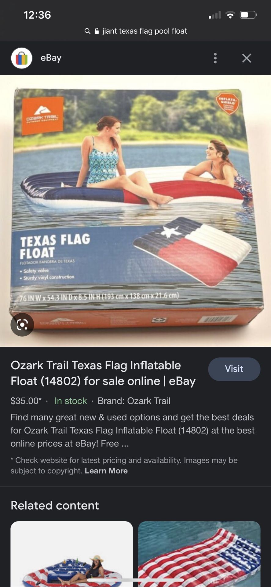 Giant Texas Flag Pool Float