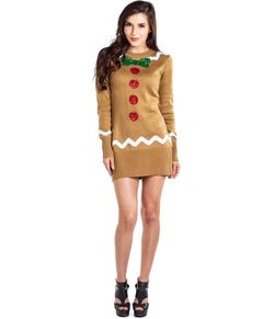WOMEN'S GINGERBREAD SWEATER DRESS | TIPSY ELVES