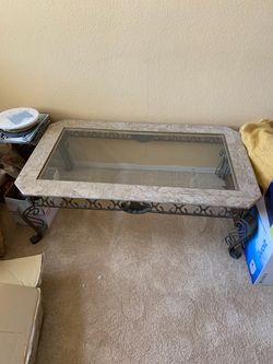 Glass marble coffee table
