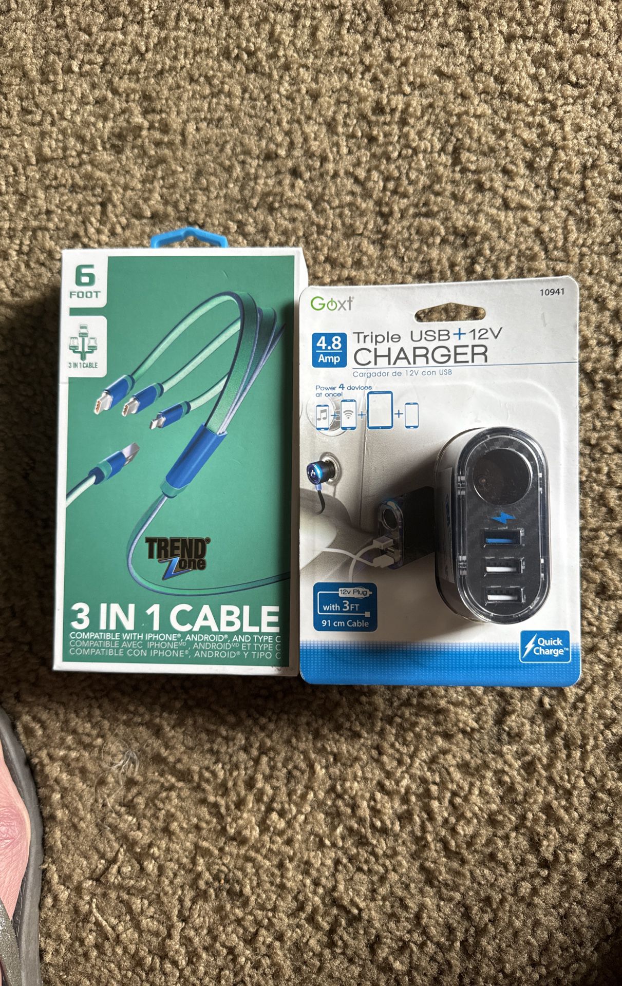3 In One Cable & Triple Charger