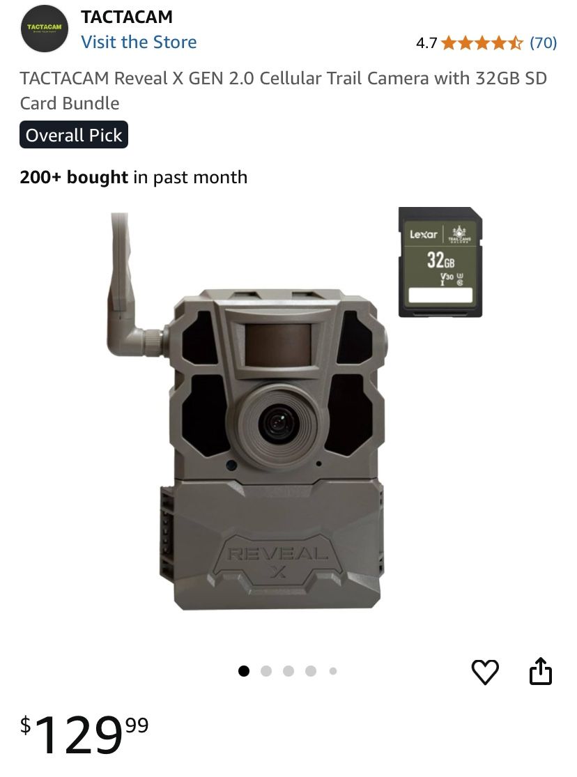 TACTACAM Reveal X GEN Cellular Trail Camera with 32GB SD Card