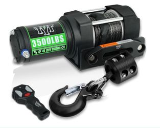TYT 3500 Lb ATV Winch, 12V DC Electric Winch With Wireless Remote And Wired Switch, 7/32"X 30FT Synthetic Winch Rope With Fairlead And Winch Mounting 