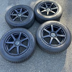 Four Studded Snow Tires And Rims - 90% Tread