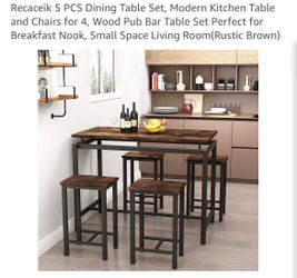 Modern Dining Table Set with 4 Chairs – Rustic Brown – $70 Each (I have 3)