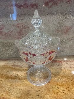 Crystal Footed Candy Dish with Lid