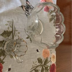 Antique Glass Bowl And Small Pitcher 