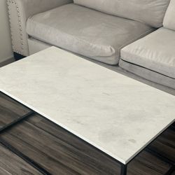 Light Gray Sectional Sofa with Chaise &Modern -Top Coffee Table Set