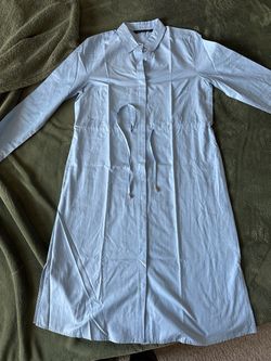 Light Blue Long Sleeve Shirt Dress