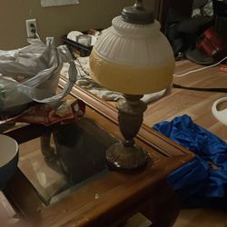Vintage Ornate Victorian Bosudoir Lamp Frosted Milk Glass Shade Bureau Light