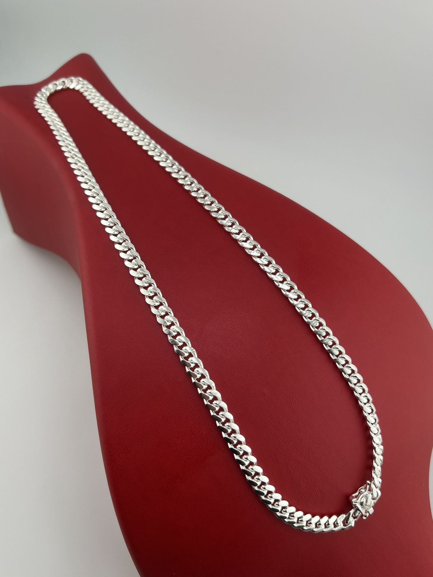 New925 sterling silver cuban link chain Necklace