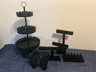 6-Piece Black Jewelry & Boutique Display Set
