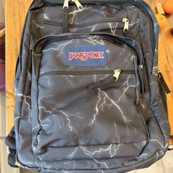 Black Jansport Big Backpack Lightening Great Condition