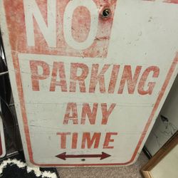 Vintage Metal No Parking Any Time Sign
