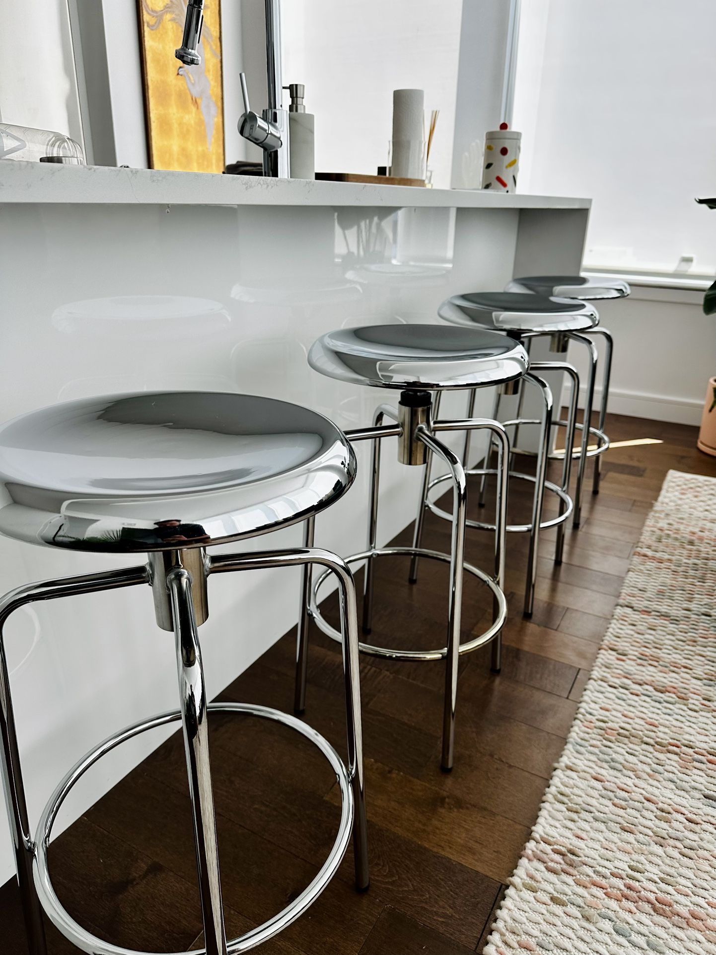 Set of 4 Ayala Silver Chrome Counter Stool