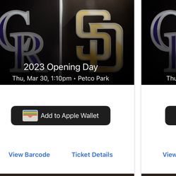 Opening Day San Diego Padres Pair Of Tickets 3/30 Thursday Colorado Rockies