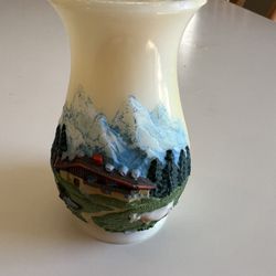 Vintage Small Vase With Alpine Scene