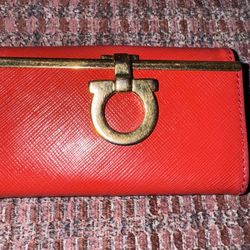 Vintage Salvatore Ferragamo Gancio Red Leather Key Case 