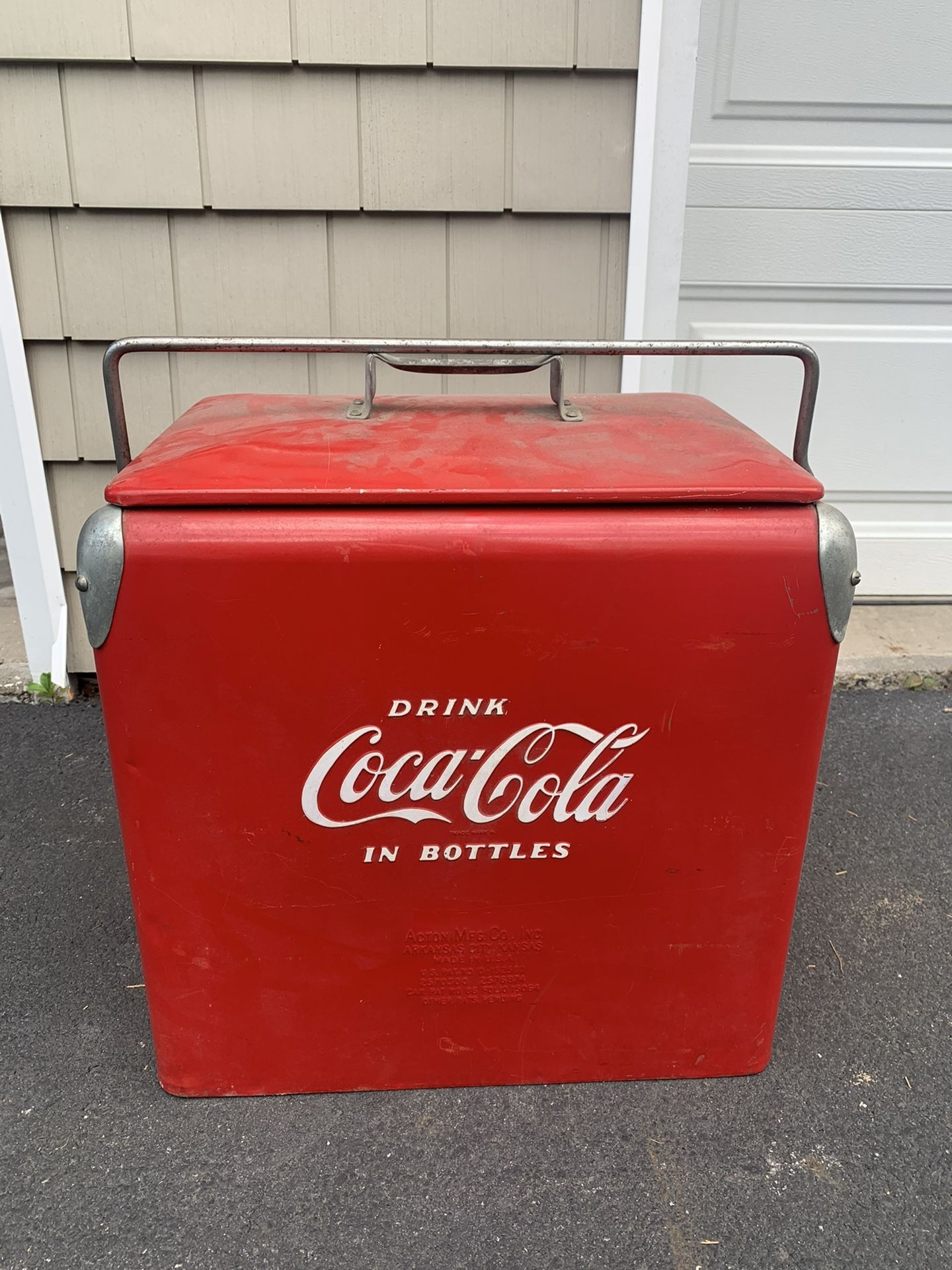 Vintage 1950's Original Coca Cola Metal Cooler w/ Lid